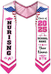 Pretyprints Custom Nurse Sash Graduation, RN Graduation Stole Gifts for Friends Nursing Student Senior Class Of 2025