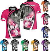 Custom Bowling Polo Shirt Personalized 3D Team Name Bowling Shirts for Men Women Jersey Unisex Bowler Short Sleeve Gift Tee