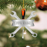 Personalized Mechanic Tools Flat Ornaments, Custom Mica Flat Plastic Mechanic Ornaments for Christmas Tree, Mechanic Worker Lover, Gift Ornament Christmas Tree Hanging Pine Decoration (Style 1)