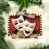 Personalized Theatre Christmas Ornament Artist Ornaments for Christmas Tree Theater Ornament Drama Star Christmas Tree Ornament White Film Director Board Comedy Tragedy Mask (TT7)