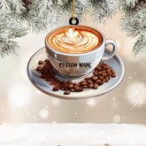 Personalized Coffee Machine Ornament Coffee Tool Flat Printed Ornament Coffee, Coffee Car Ornament,Love Coffee Ornament, Barista Ornament, Gift for Coffee Lovers (Acrylic, Style 13)