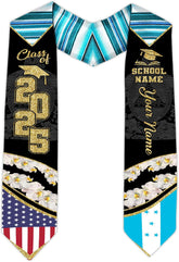 Pretyprints Honduran Graduation Sash, Custom Honduran American Flag Graduation Sash 2025, Honduras Graduation Stole