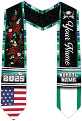 Pretyprints Custom Nigerian Graduation Sash, Nigeria Graduation Stole Customize, Nigerian American Flag Graduation Sash 2025
