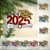 Personalized Graduation Wood Ornaments Class of 2025, Graduation Ornament Gifts for High School Seniors, Graduation Christmas Ornament 2025