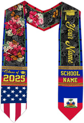 Pretyprints Haitians Graduation Sash, Haiti Graduation Stole Custom, Personalized Haitians American Flag Graduation Sash 2025