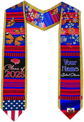 Pretyprints Haitians Graduation Sash, Haiti Graduation Stole Custom, Personalized Haitians American Flag Graduation Sash 2025