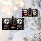 Riveprints Personalized DJ Christmas Tree Ornament, Custom Gifts for DJ Lover & DJ Fans, DJ Acrylic Ornaments for Christmas Tree, DJ Ornament Music Mixer Turntable, DJ Set Ornament (ON411)
