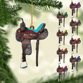 Tinoshop Custom Horse Saddle Christmas Ornament, Personalized Flat Ornament for Cowboy Cowgirl, Horseback Riding Ornament, Horse Racing Ornament, Cowboy Christmas Ornaments (ON45)