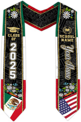 Custom Mexican Graduation Sash, Mexico Graduation Stole Customize Photo, Mexican American Flag Graduation Sash 2025