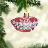 Personalized Kids Braces Teeth Smile Christmas Ornament, Santa's Favorite Dentist Ornament, Dental Hygienist Wood Plastic Ornament, Dentist Custom Ornament, Teeth Ornament Decorations (BTS5)