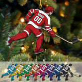 AOVL Personalized Hockey Christmas Ornament, Hockey Skates Helmet and Stick, Hockey Player Ornament, Hockey Ornament, Hockey Flat Ornament, Gift for Hockey Lovers Christmas Tree Decor (HK4)