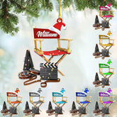 RoyalBro Personalized Film Clapboard Ornament, Movie Clapperboard Theater, Film Clapper Ornament Director Clapboard Christmas Ornament, Popcorn Ornaments, Film Director Equipment (F8)