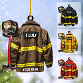 Tinoshop Personalized Firefighter Christmas Ornaments Fire Department Gifts Thin Red Line Acrylic Ornaments Hanging Christmas Decorations Firefighter Gifts Fireman's Helmet Uniform Fire Hydrant ON436