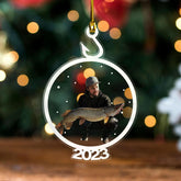 Personalized Photo Fishing Ornaments for Christmas Tree, Fish Ornament, Fishing Decorations Flat, Fishing Vest and Hat Ornament,Custom Photo Christmas Ornament 2023,Gift for Fishing Lover (Fishing 11)
