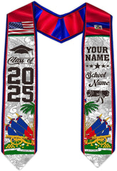 Pretyprints Haitians Graduation Sash, Haiti Graduation Stole Custom, Personalized Haitians American Flag Graduation Sash 2025