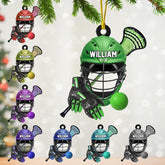 Mostefy Personalized Name Number Lacrosse Christmas Ornament, Lacrosse Ornament for Lacrosse Team Member, Lacrosse Christmas Pine Hanging Decoration for Xmas (Lacrosse 7)