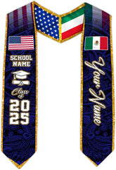 Custom Mexican Graduation Sash, Mexico Graduation Stole Customize Photo, Mexican American Flag Graduation Sash 2025