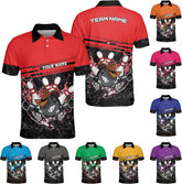 Custom Bowling Polo Shirt Personalized 3D Team Name Bowling Shirts for Men Women Jersey Unisex Bowler Short Sleeve Gift Tee