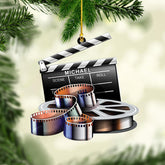Pretyprints Personalized Film Clapboard Ornament, Film Clapper Ornament Director Clapboard Christmas Ornament, Movie Clapperboard Theater Ornament Decor, Popcorn Ornaments (Style 6)