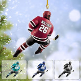Artparel Personalized Hockey Christmas Ornament, Hockey Skates Helmet and Stick, Hockey Player Ornament, Hockey Ornament (Hockey 16)