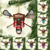 HomeDesign Personalized Lacrosse Ornament, Lacrosse Amor Shape Flat Ornament, Lacrosse Helmet Ornaments, Gifts for Lacrosse Lovers, Lacrosse Players, Lacrosse Christmas Ornament (LA 10)