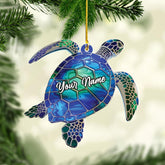 Personalized Sea Turtle Christmas Tree Ornament 2024, Turtle Sea Ocean Animal Ornament 2D Flat, Sea Turtle Christmas Decor, Ocean, Beach Ornaments, Tortoise Ornaments, Gift for Turtle Lover (TUT 2)