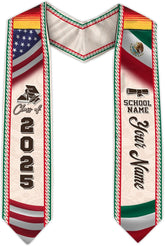 Custom Mexican Graduation Sash, Mexico Graduation Stole Customize Photo, Mexican American Flag Graduation Sash 2025