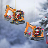 Piratify Personalized Excavator Christmas Ornaments, Tractor Heavy Equipment 2D Flat Shape Ornament, Gifts for Excavator Lovers, Construction Workers Christmas Tree Decor (Excavator 12)