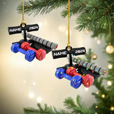 Paniprints Personalized Fitness Ornaments, Gym Ornaments, Fitness Christmas Ornaments, Weightlifting Ornaments, Weightlifter Ornament Hanging Decoration for Xmas (Fitness 8)