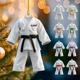 Artparel Personalized Karate Ornament Karate Uniform Ornaments Gifts for Karate Lovers Karate Gift Christmas Ornament 2024 Taekwondo Ornament Jiu Jitsu Ornament Gift for Karate (KRT9)