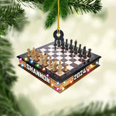Mostefy Personalized Chess Ornament 2024, Chess Christmas Ornament, Name Chess Board Ornaments,Custom Ornament for Chess Player, King and Queen Chess Ornament (Style 6)