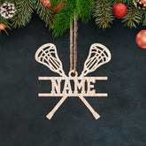 MoonArt Personalized Lacrosse Ornament, Stick Helmet Christmas Ornament, Lacrosse Set Christmas, Lacrosse Uniform and Helmet Flat Ornament, Uniform and Helmet Ornaments (1, LC11)