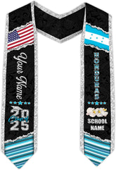 Pretyprints Honduran Graduation Sash, Custom Honduran American Flag Graduation Sash 2025, Honduras Graduation Stole