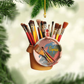 Suseaz Personalized Painter's Art Paint Brush Christmas Ornament, Artist's Painting Palette Christmas Ornament, Painters Palette Paint Brush Ornament for Xmas Tree Party Holiday Home Decor (ON498)