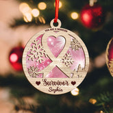 Ligthuy Personalized Name Breast Cancer Ornament 2024, Survivor Ornament, Breast Cancer Ornaments for Tree, Breast Cancer Survivor Ornament for Christmas, Xmas (Multi 13)