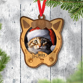 MAPrints Personalized Cat Christmas Ornaments, Custom Photo Cat First Christmas Wood Ornaments, Gifts for Cat Lovers, Cat Memorial Ornament, Forever Loved Cat Keepsake, Cat Loss Gifts (CAT 17)