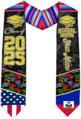 Pretyprints Haitians Graduation Sash, Haiti Graduation Stole Custom, Personalized Haitians American Flag Graduation Sash 2025