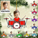 Podagree Personalized Drum Set Ornaments for Christmas, Customized Drummer Playing Drum Christmas Ornament, Custom Name Year Drummer Xmas Ornament, Instrument Ornaments, Drum Ornament Xmas (DRM10)