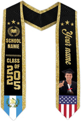 Pretyprints Custom Guatemalan Graduation Sash Custom Guatemalan American Flag Graduation Sash 2025 Guatemala Graduation Stole