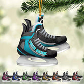 AOVL Personalized Hockey Christmas Ornament, Hockey Skates Helmet and Stick, Hockey Player Ornament, Hockey Ornament, Hockey Flat Ornament, Gift for Hockey Lovers Christmas Tree Decor (Hockey 2)