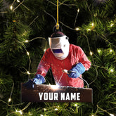 HomeDesign Personalized Welder Ornament, Custom Welder Ornaments Welding Ornaments Flat Two Sided Hanging Plastic Ornaments Welder Gift Christmas Ornament Hanging Decorations Ornament (WD7)