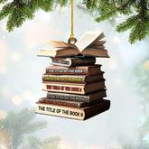 Personalized Book Title & Name, Customized Ornament Tree Gifts for Book Reading Lover Teacher Librarian School Librarian Assistant, Book Tree Ornament, Book Lover's Tree Ornament (Acrylic, Style 11)
