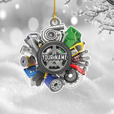 Personalized Mechanic Tools Flat Ornaments, Custom Mica Flat Plastic Mechanic Ornaments for Christmas Tree, Mechanic Worker Lover, Gift Ornament Christmas Tree Hanging Pine Decoration (Style 5)