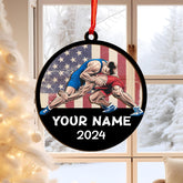 Personalized Wrestling Christmas Ornament 2024 Wrestling Christmas Ornament Gift for Wrestling Player Wrestling Christmas Tree Ornaments for Boys or Girls (Acrylic, Style 4)
