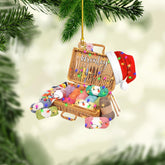Pretyprints Personalized Knitting Yarns Ornament Christmas, Wool Bakset Knitting Accessories with String Lights Christmas Tree Ornament, Knitting Customized Christmas Ornament (Style 3)
