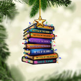 Personalized Book Title & Name, Customized Ornament Tree Gifts for Book Reading Lover Teacher Librarian School Librarian Assistant, Book Tree Ornament, Book Lover's Tree Ornament (Acrylic, Style 10)