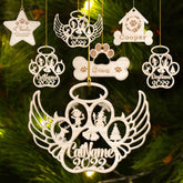 Mostprints Personalized Wooden Dog Cat Paw Ornament Christmas, Custom Dogs Cat Pet Name Ornaments, Customized Memorial Dog Ornament for Christmas Tree, Decoration Gift Wood Hanging Ornament Décor 08