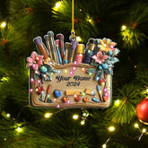 Brevnex Personalized Painting Artist Christmas Ornament 2024, Painter Acrylic, Wood 2D Flat Ornament, Artist Ornament for Christmas Tree Decorations, Paint Brush Christmas Ornament (Paint 10)