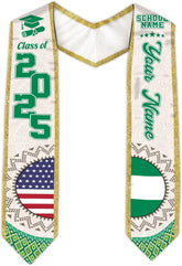 Pretyprints Custom Nigerian Graduation Sash, Nigeria Graduation Stole Customize, Nigerian American Flag Graduation Sash 2025