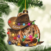 Personalized Boots and Hat Cowboy Christmas Ornament, Horse Light Ornament, Horse Christmas Ornament, Christmas Horse Ornament, Horse Ornaments for Christmas Tree Gift for Horse Lover (CB4) (1, CB2)